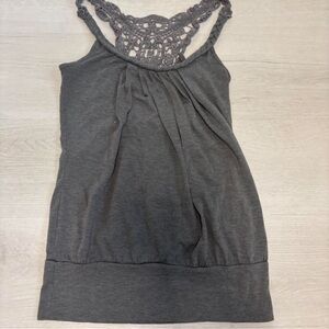 Just Ginger Charcoal Lace-Trimmed Top
